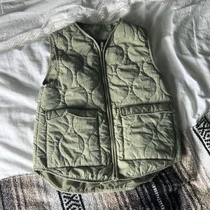 Zara Light Green Quilted Vest